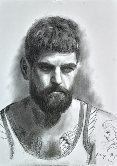 Simon of Nomad Study by Vincent Kamp - Original Drawing on Mounted Paper